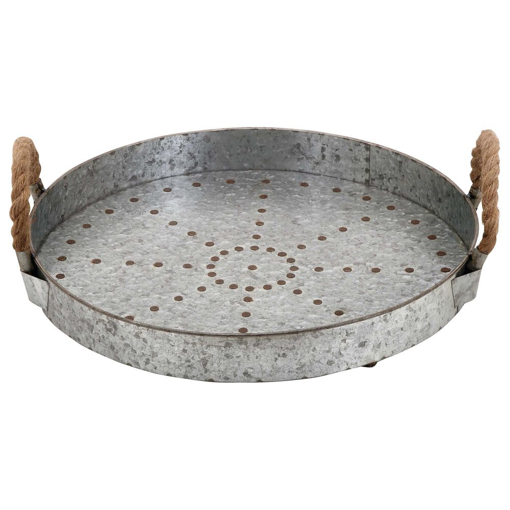 Maple and Jade Metal Tray in Grey, , large