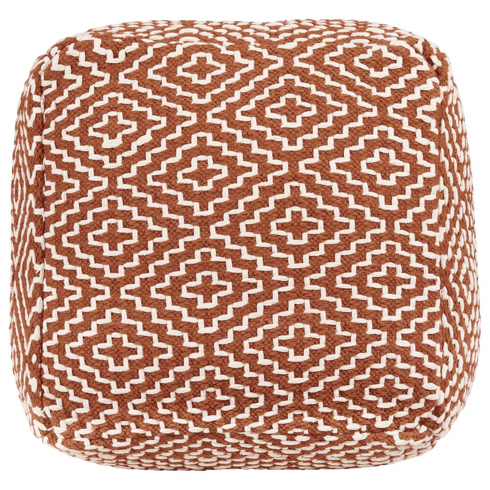 Ashley Brynnsen Pouf in Rust and Ivory, , large