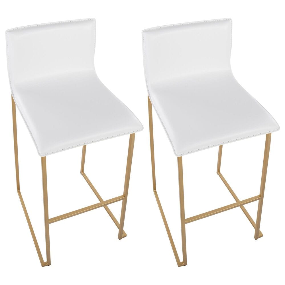 Lumisource Mara Barstool with White Cushion in Gold &#40;Set of 2&#41;, , large