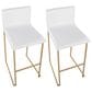 Lumisource Mara Barstool with White Cushion in Gold (Set of 2), , large
