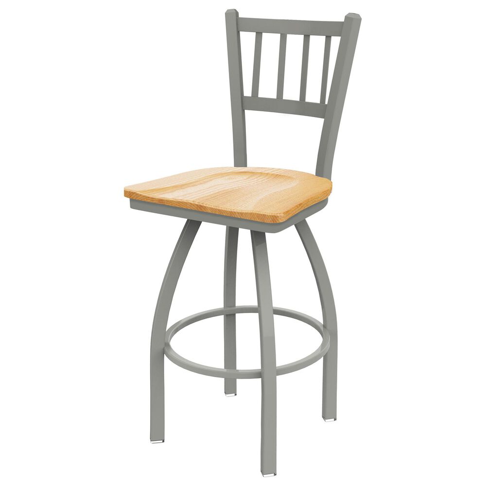 Holland Bar Stool 810 Contessa 25" Swivel Counter Stool with Anodized Nickel and Natural Oak Seat, , large