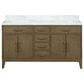 Lexora Home Laurel 60" Double Bathroom Vanity in Grey Oak with White Carrara Marble Top and Rectangular Sinks, , large