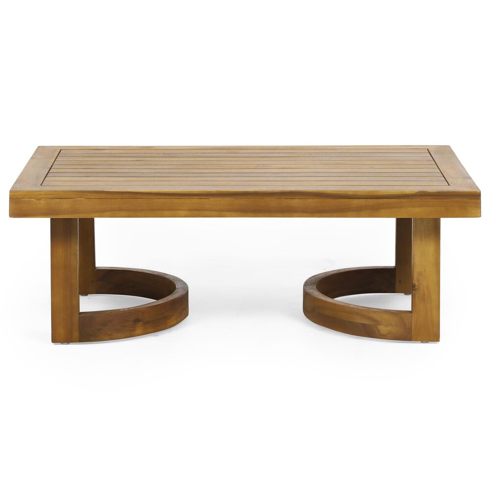 Hearth and Haven 2-Piece Outdoor Conversation Set with Beige Cushion in Teak, , large