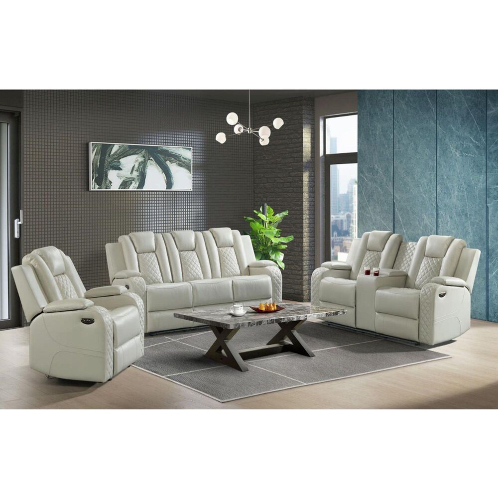Mayberry Hill Carlo Power Motion Recliner with Power Headrest and LED in Pebble Oyster, , large
