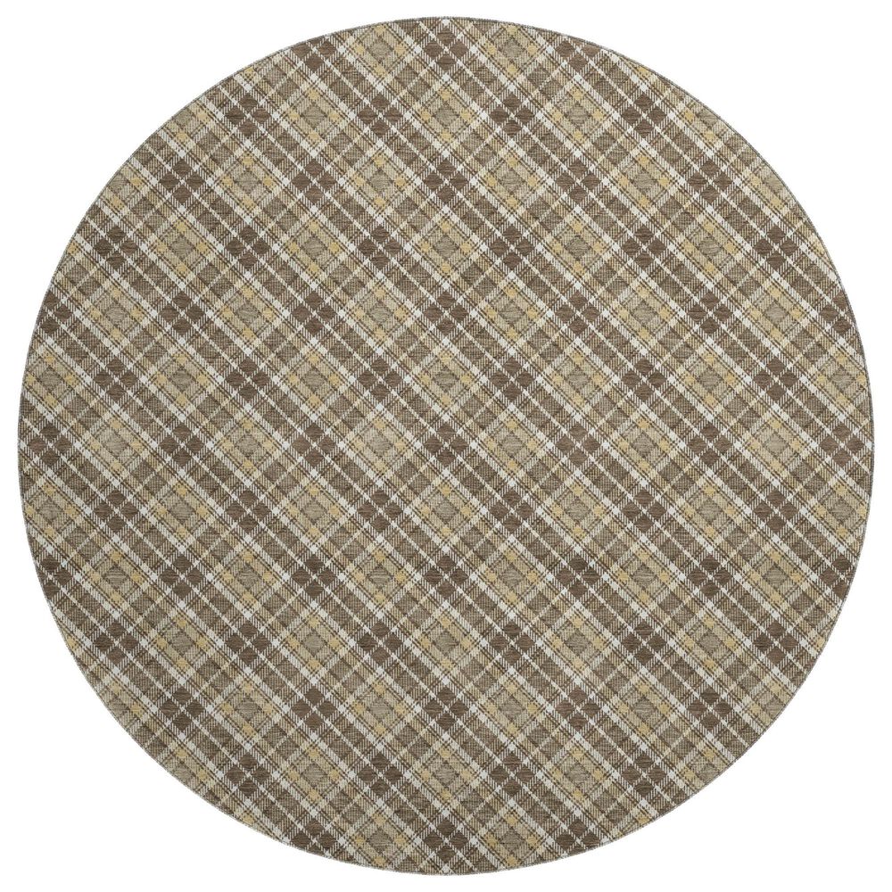Dalyn Rug Company Soft Essentials Plaid Chocolate 8" Round Indoor/Outdoor Area Rug, , large