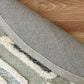 L&R Resources Sinuous Geometric Motif 6" Round Gray, Cream and Blue Area Rug, , large