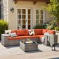 HOMLUX 6-Piece Outdoor Wicker Sectional Patio Furniture Set in Orange Red, , large
