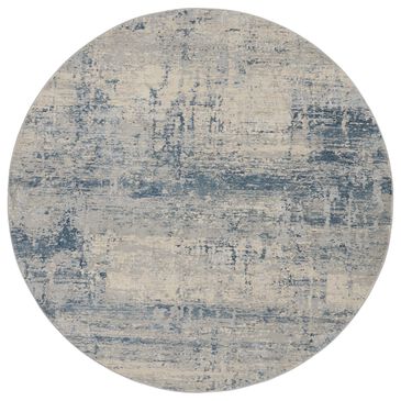 Nourison Rustic Textures Ivory, Deep Blue and Grey 7"10" Round Area Rug, , large