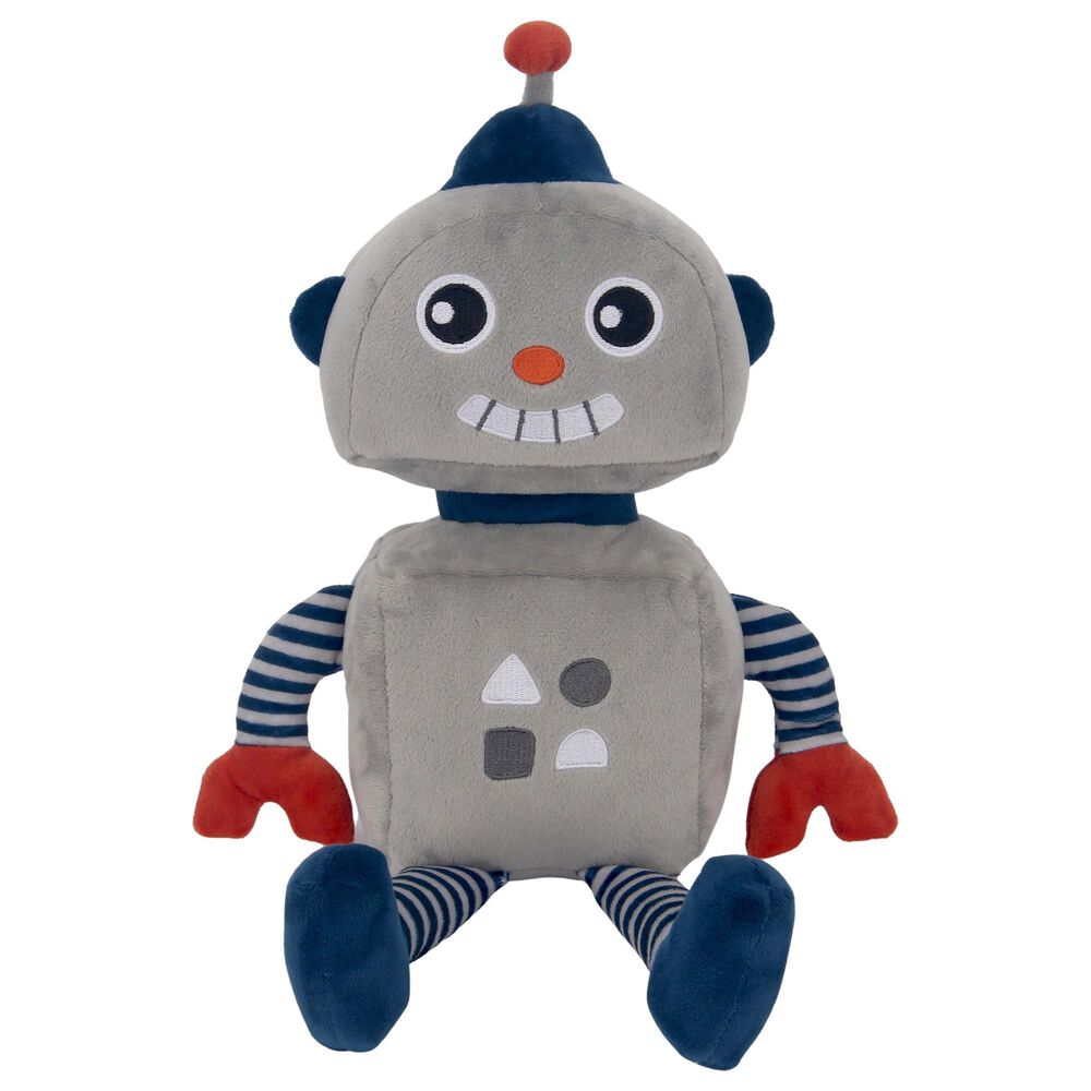 Lambs and Ivy Robbie Robot Plush Stuffed Animal Toy in Blue, Grey and Red, , large