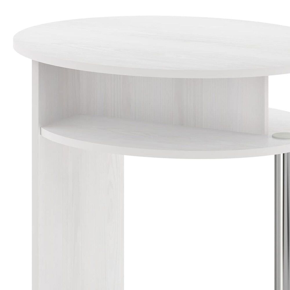HOMLUX Oval End Table with Bookshelf in White Oak and Chrome, , large