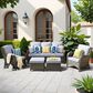 HOMLUX 5-Piece Patio Furniture Set with Chairs and Ottomans, High Back Outdoor Sofa Set, Grey Rattan in Gray, , large
