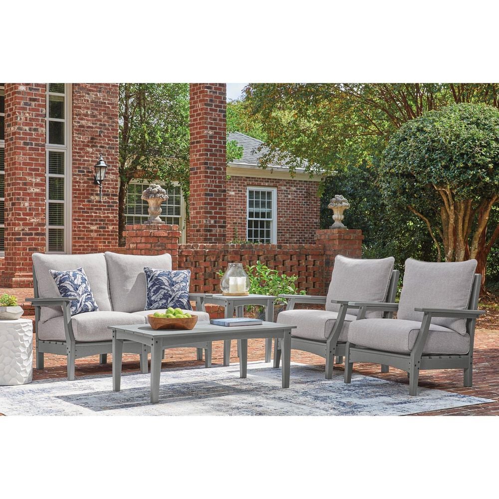 Ashley Cove Beach Outdoor Loveseat with Cushion in Gray, , large