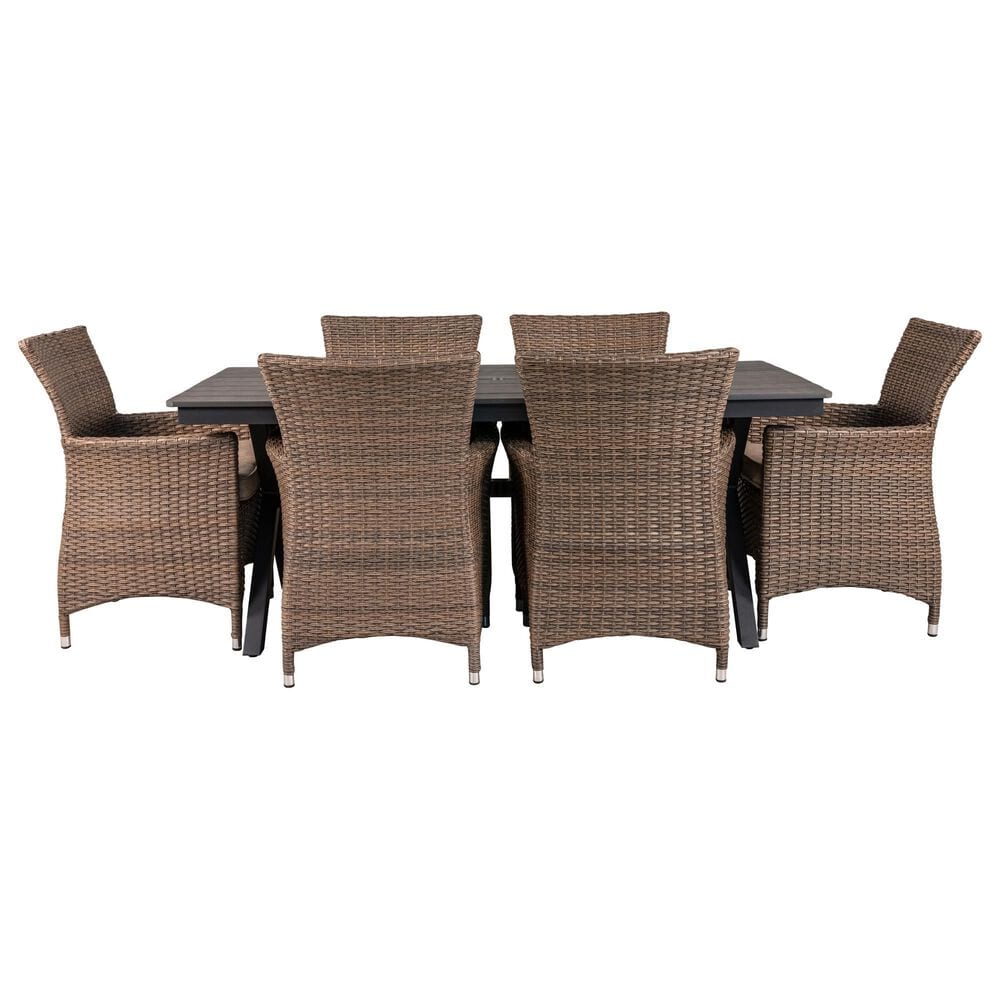 Global Note Collections 7 Piece Bella Patio Dining Set in Beige, , large