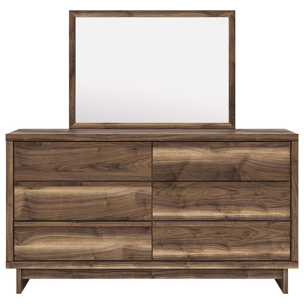 Ashley Chirason 62&quot; 6-Drawer Dresser and Mirror in Brown, , large
