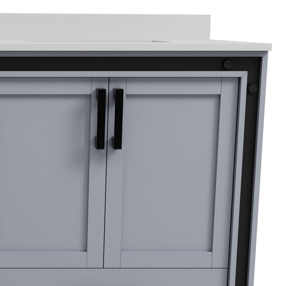 Lexora Home Ziva 60" Double Bathroom Vanity in Dark Grey with 2 cm White Quartz Top and Rectangular Sinks, , large