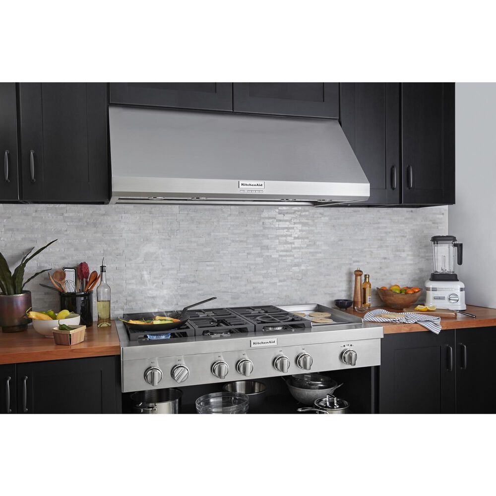 KitchenAid 48" Commercial Style Wall Mount Canopy Range Hood in Stainless Steel, , large
