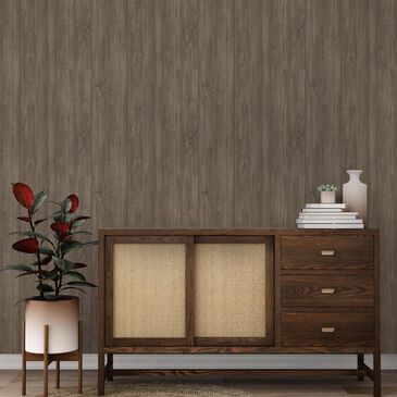 Tempaper Wide Plank 198" x 20.5" Peel and Stick Wallpaper in Weathered Ebony, , large
