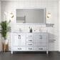 Lexora Home Jacques 60" Double Bathroom Vanity in White with 2 cm White Quartz Top and Rectangular Sinks, , large