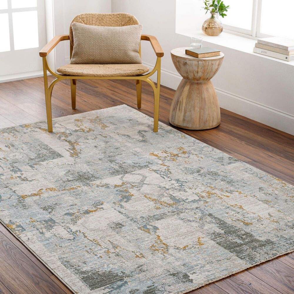 Surya Dresden Taupe, Off-White, Dusty Sage, Deep Teal, Light Gray, Mustard and Ink Blue 7&#39;10&quot; x 10&#39;2&quot; Area Rug, , large