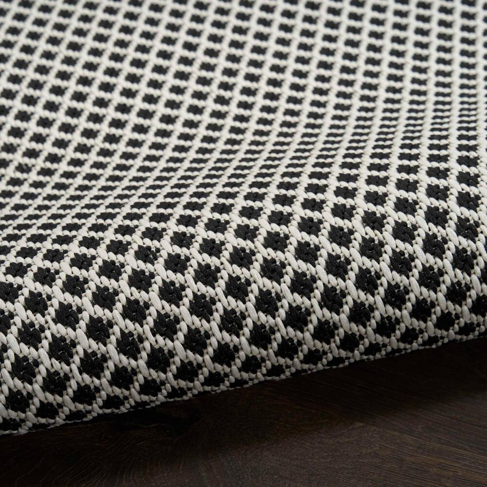 Nourison Courtyard Black and White 5&#39; x 7&#39; Indoor/Outdoor Area Rug, , large