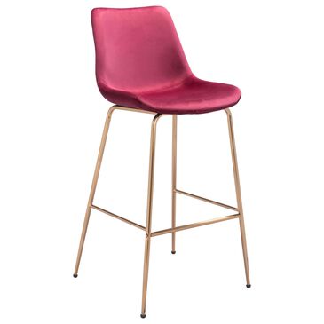 Zuo Modern Tony Bar Stool in Red and Gold, , large