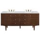 James Martin Vanities Amberly 72" Double Bathroom Vanity in Walnut with 3 cm Arctic Fall Solid Surface Top and Rectangular Sinks, , large