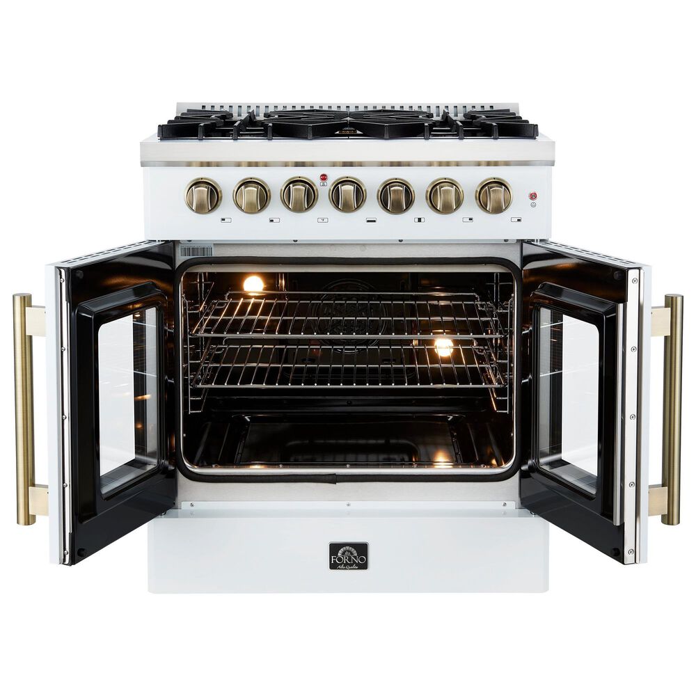 Forno Galiano 30" Freestanding French Door Dual Fuel Range in White, , large