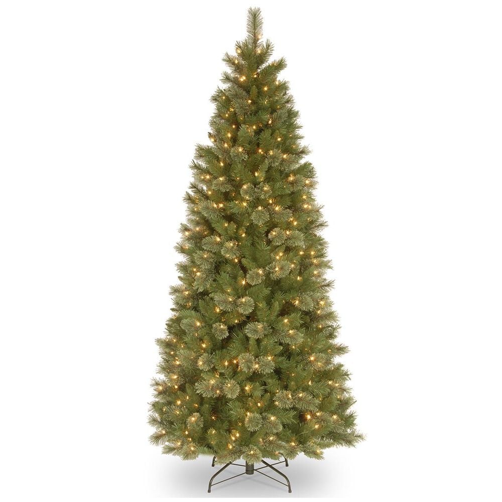 National Tree 7.5" Tacoma Pine Slim Hinged Tree with 500 White Lights, , large