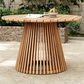 Hearth and Haven Outdoor Round Dining Table in Light Teak - Table Only, , large