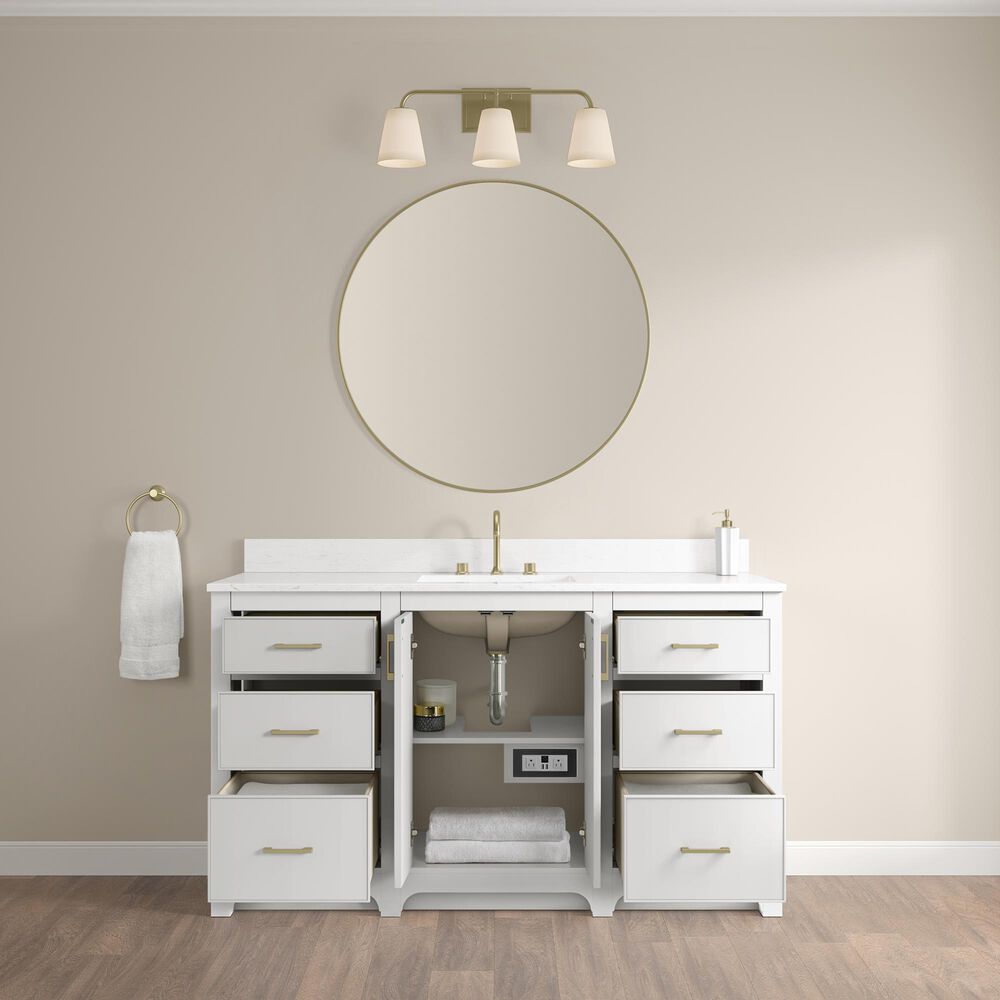 37B Lucerne 60" Single Bathroom Vanity in Bright White with Marble Top and Backsplash, , large