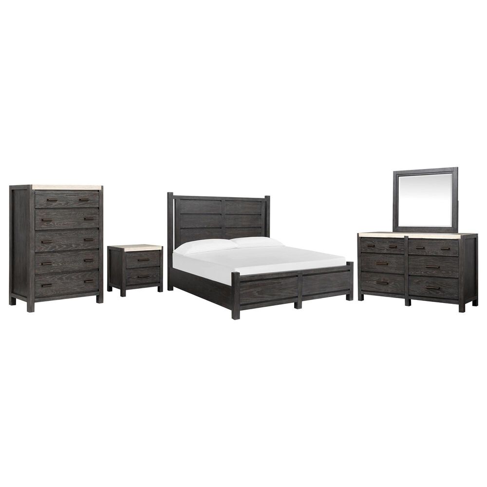 Nicolette Home Plum Creek 5 Piece King Panel Bedroom Set in Ravenwood Black, , large