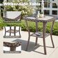 Hearth and Haven 23" Outdoor Wicker Side Table with Glass Top in Brown, , large