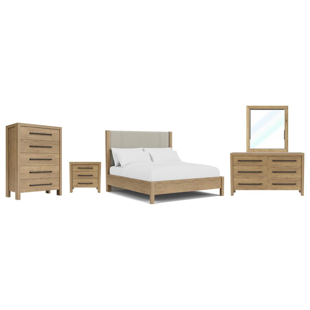 Shannon Hills Davie 5-Piece King Upholstered Bedroom Set in Pale Oak, , large