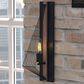 Vaxcel Dearborn 1-Light Wall Sconce in Black Iron and Burnished Oak, , large