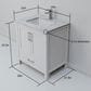 Lexora Home Jacques 30" Single Bathroom Vanity in White with 2 cm White Carrara Marble Top and Rectangular Sink, , large