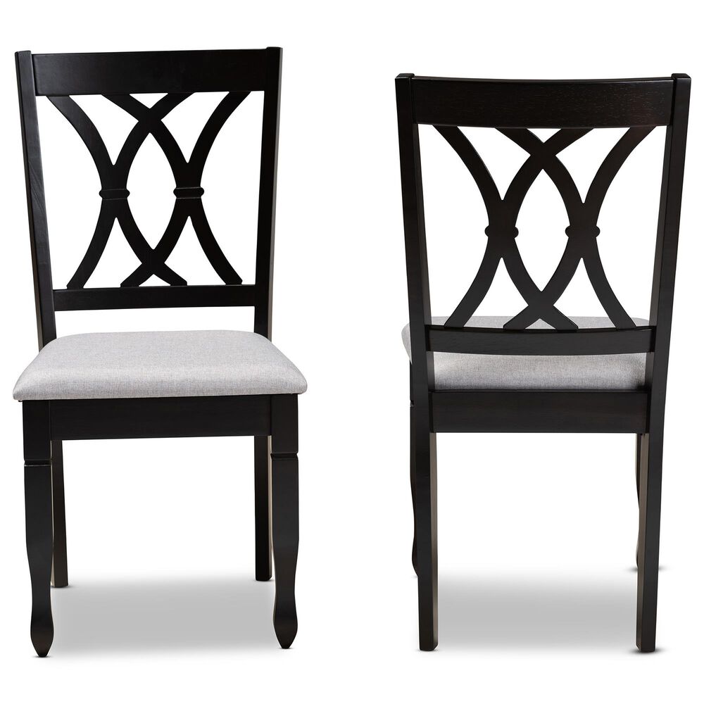 Baxton Studio Reneau Side Chair with Grey Cushion in Espresso Brown (Set of 2), , large