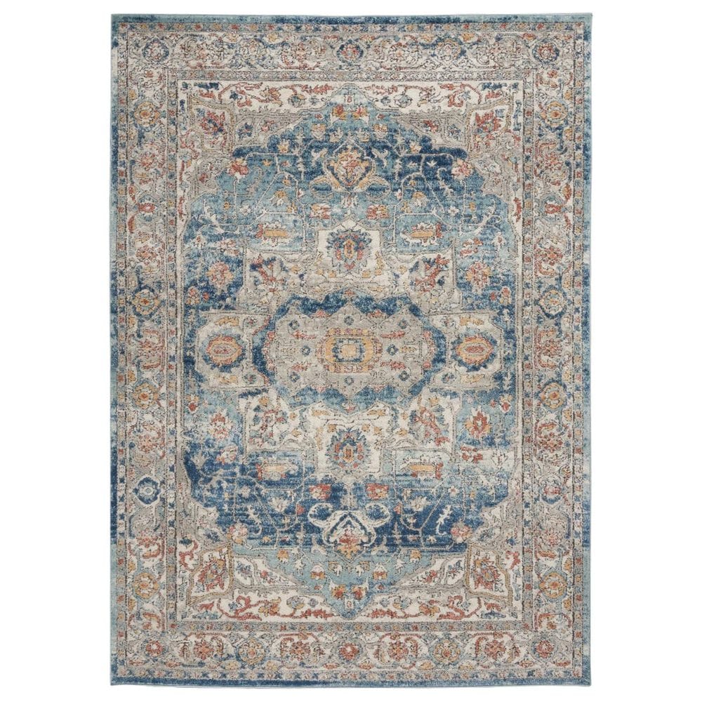 Nourison Quarry QUA11 3"9" x 5"9" Ivory and Blue Area Rug, , large