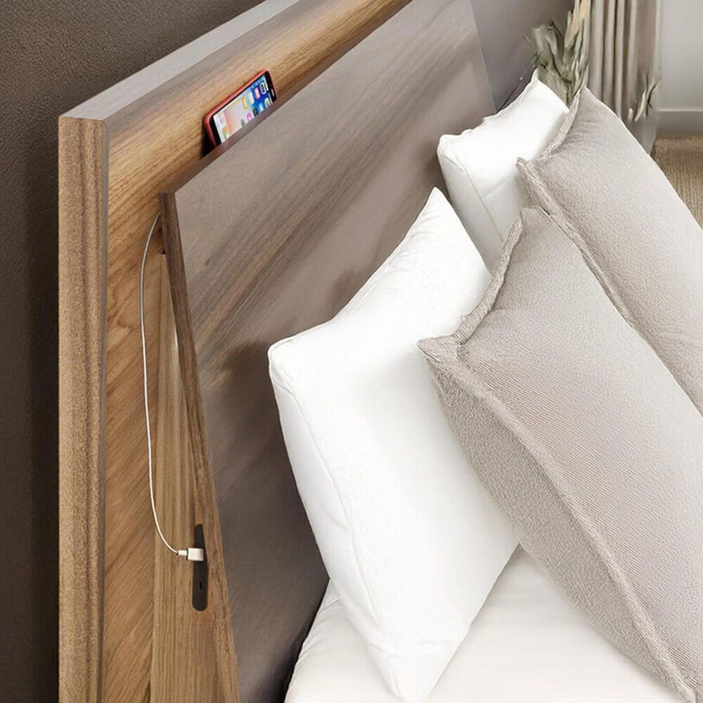 BDI Kava King Platform Bed in Natural Walnut with Lighting and USB Ports
, , large