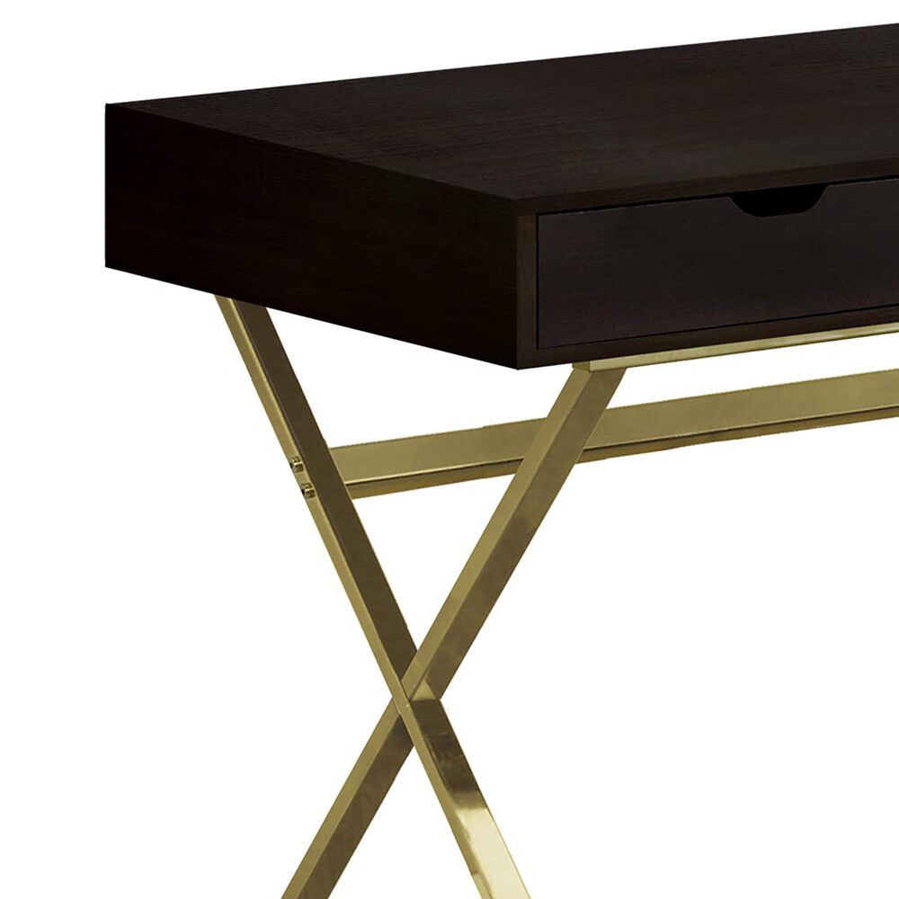 Monarch Specialties 48&quot; Computer Desk in Gold and Espresso, , large
