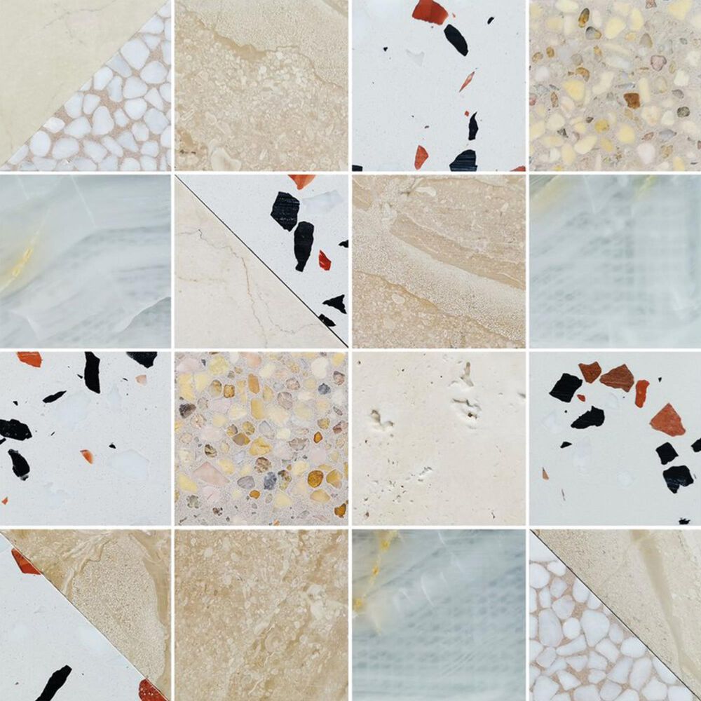 Soho Studio Elizabeth Sutton Terrazzi Paloma 2.87" x 2.87" on 11.81" x 11.81" Mosaic Sheet, , large