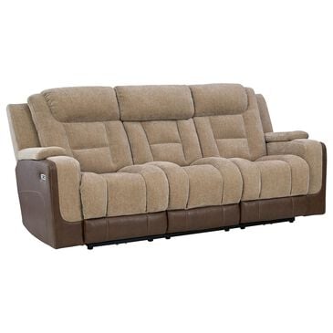 Ashley Mixed Motion Power Reclining Sofa in Brownstone, , large