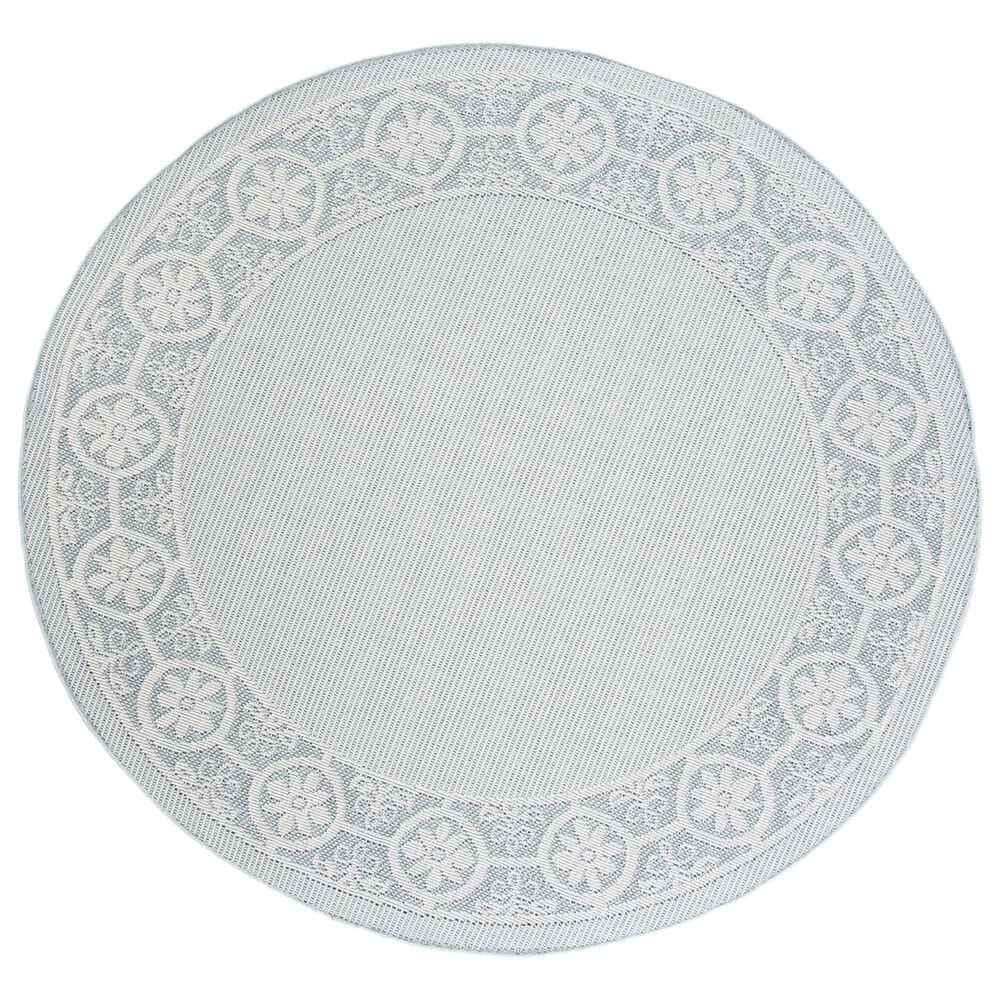 Safavieh Bermuda 6"7" Round Light Blue and Ivory Indoor/Outdoor Area Performance Rug, , large