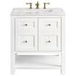 James Martin Vanities Breckenridge 30" Single Bathroom Vanity in Bright White with 3 cm Eternal Jasmine Pearl Quartz Top and Rectangular Sink, , large