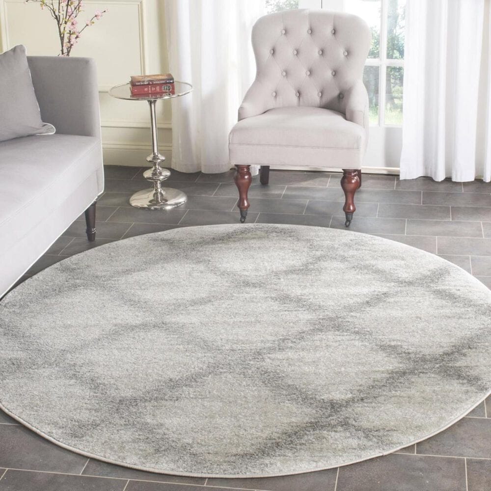Safavieh Adirondack ADR122B 6" Round Ivory and Silver Area Rug, , large