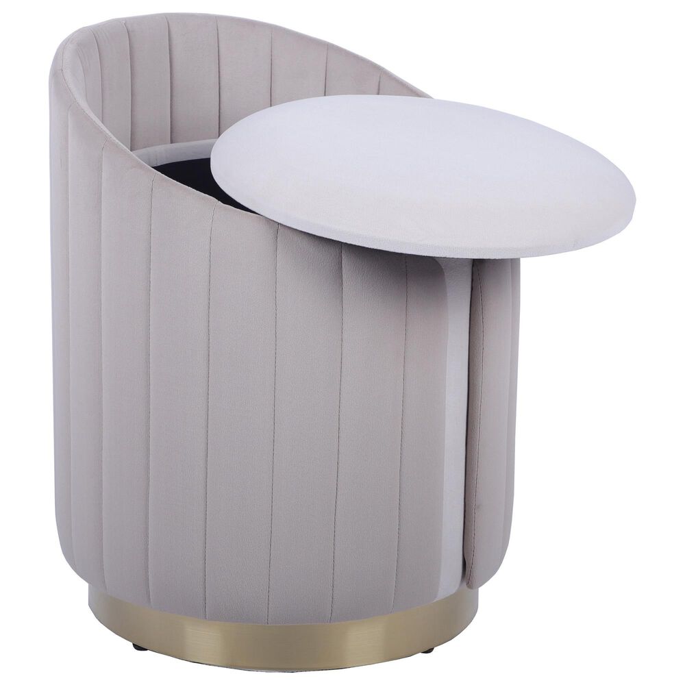 Rta Products Plush Storage Ottoman in Taupe, , large