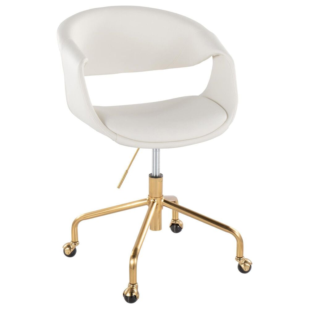 Lumisource Curvo Task Chair with White Cushion in Gold, , large