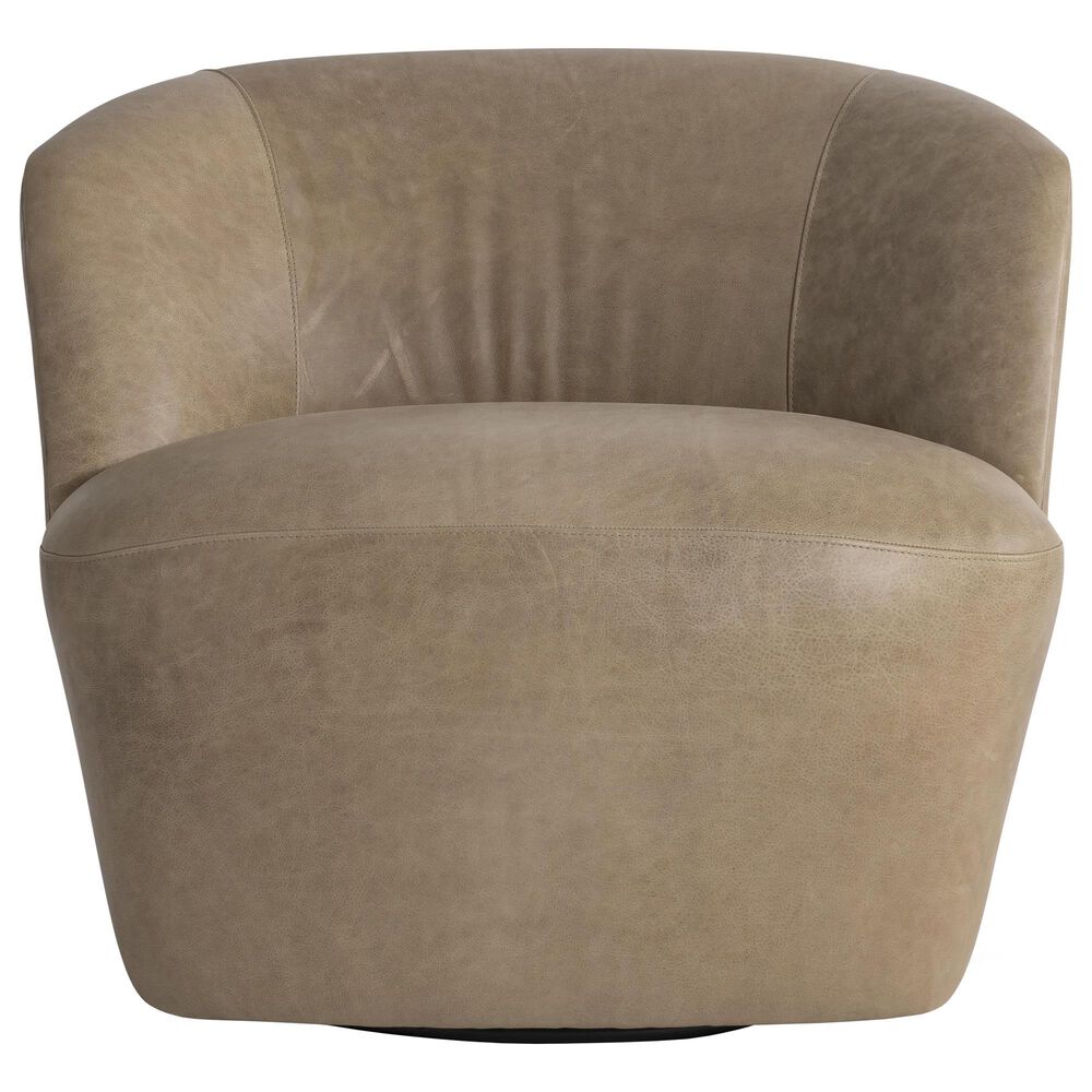 Bernhardt Tilly Leather Swivel Chair in Gray, , large