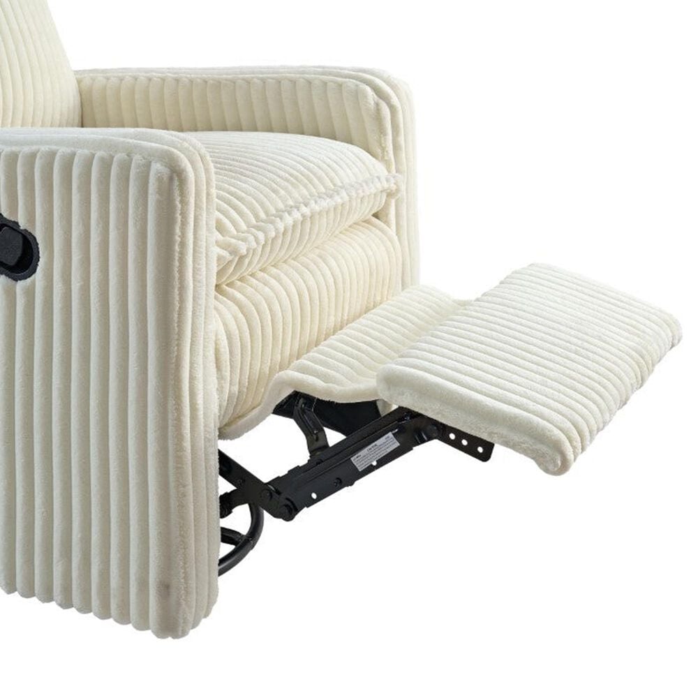 Oxford Baby Uptown Swivel Rocker Recliner in Corduroy Pearl White, , large