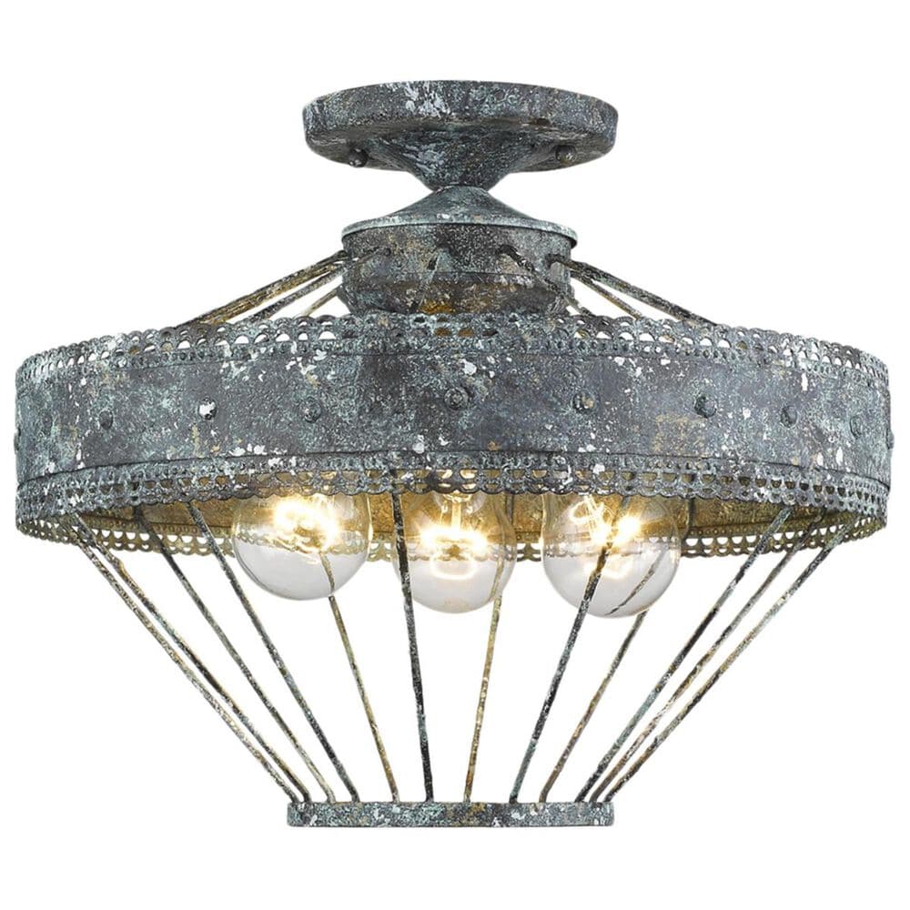 Golden Lighting Ferris Semi-Flush in Blue Verde Patina, , large