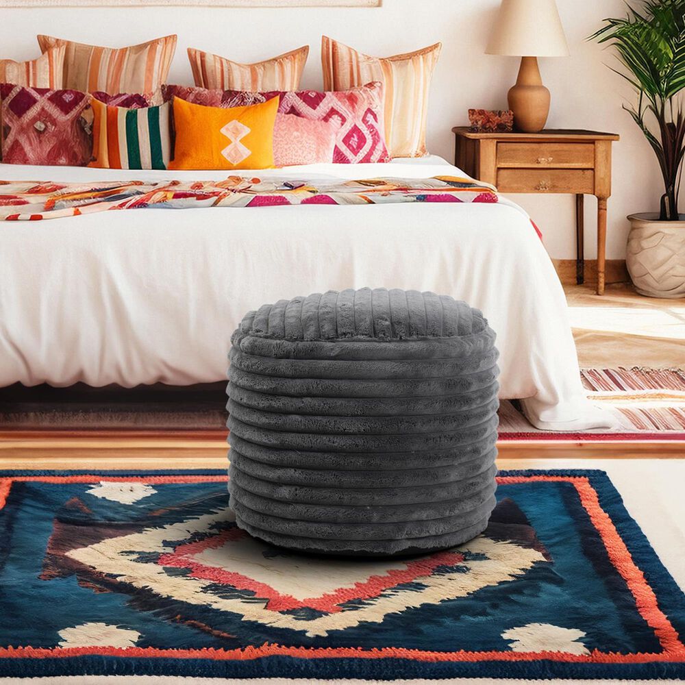Howard Elliott Shar Pei Tall Pouf in Charcoal, , large